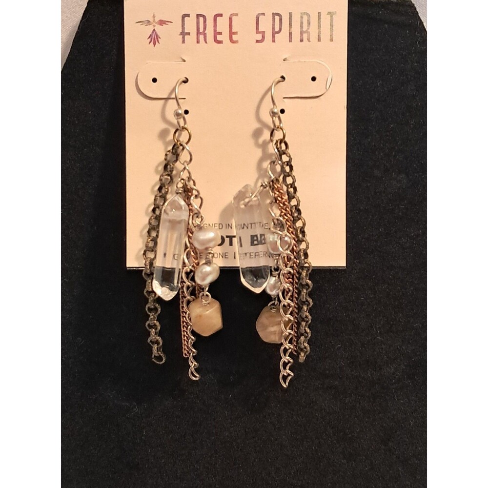 Peyote Bird Multi Chain & Bead Mix 2.5" Tassel Earrings Freshwater Pearl NWT